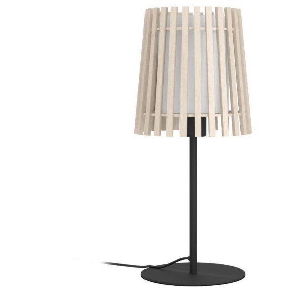 900904 Настольная лампа FATTORIA, 1X25W(Е27), H450, ?200, сталь, черный/ дерево, текстиль, коричневый, белый