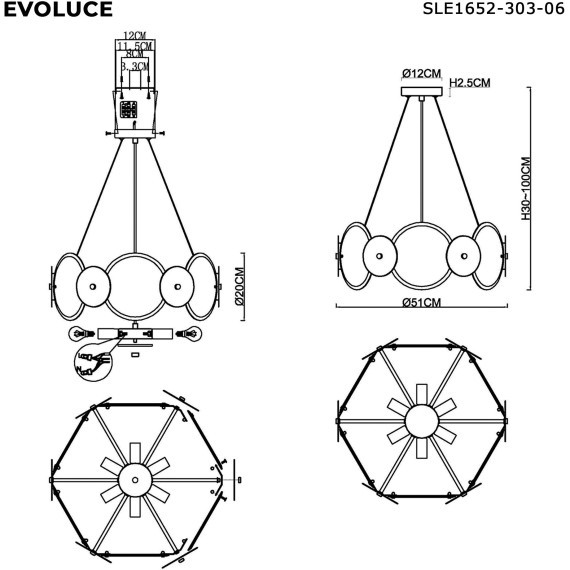 SLE1652-303-06 Светильник подвесной Латунь/Коньячный E14 6*40W DESI