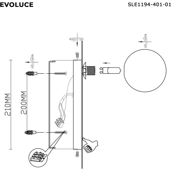 SLE1194-401-01 Светильник настенный Черный/Белый G9 1*5W 4000K TOCCO