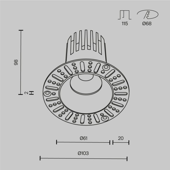 Встраиваемый в ГКЛ безрамочный светодиодный белый светильник 15Вт 1660лм 3000К 50° Maytoni Dip Hight DL121-15W-3K-TRS-W