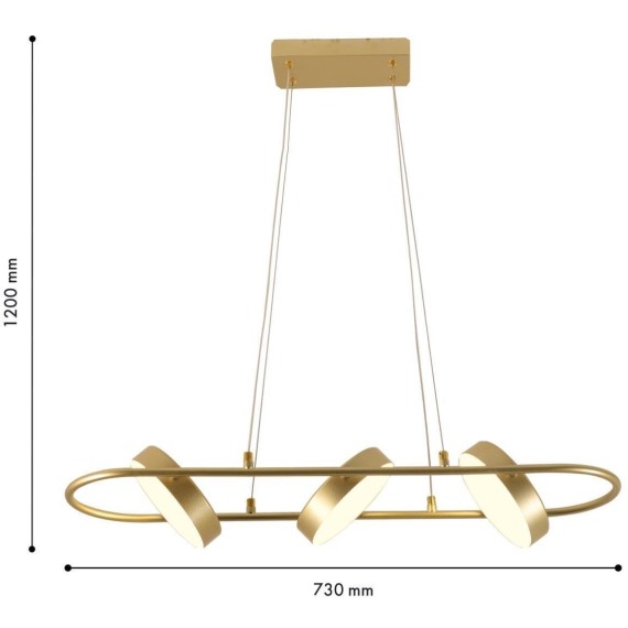 4677-3P, подвесная люстра, L730xW190xH145/1200, LEDx48W, 1700LM, 3000-6000K, IP20, included, remote control