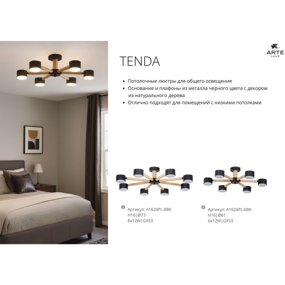 Потолочная люстра Arte Lamp TENDA A1624PL-8WH