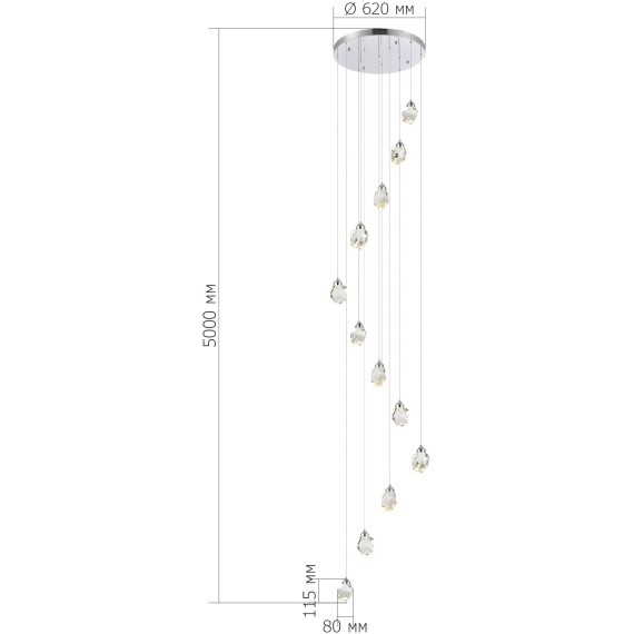 SL6114.103.12 Светильник подвесной ST-Luce Хром/Прозрачный LED 12*3W 3000K CASCATO
