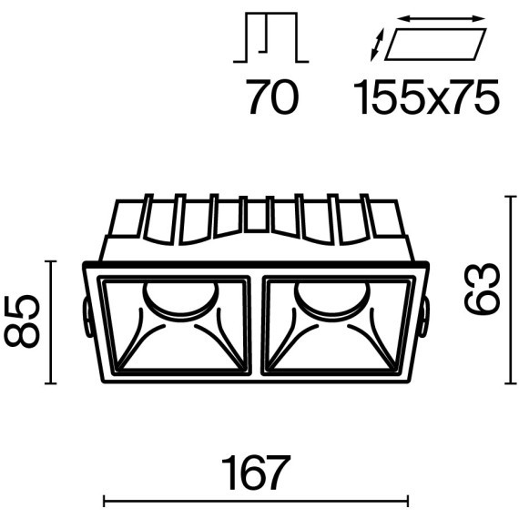 Встраиваемый светильник Technical DL043-02-15W4K-SQ-WB