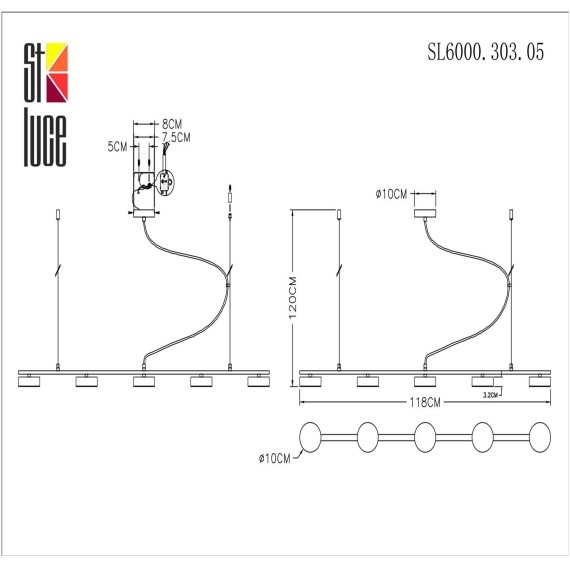 SL6000.303.05 Светильник подвесной ST-Luce Латунь/Латунь LED 5*7W 3000K PANCES