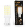 107009106 Лампа Gauss G9 AC185-265V 5,5W 560lm 3000K керамика LED 1/10/200