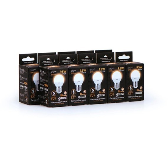 105102110 Лампа Gauss LED Шар E27 9.5W 890lm 3000K 1/10/50