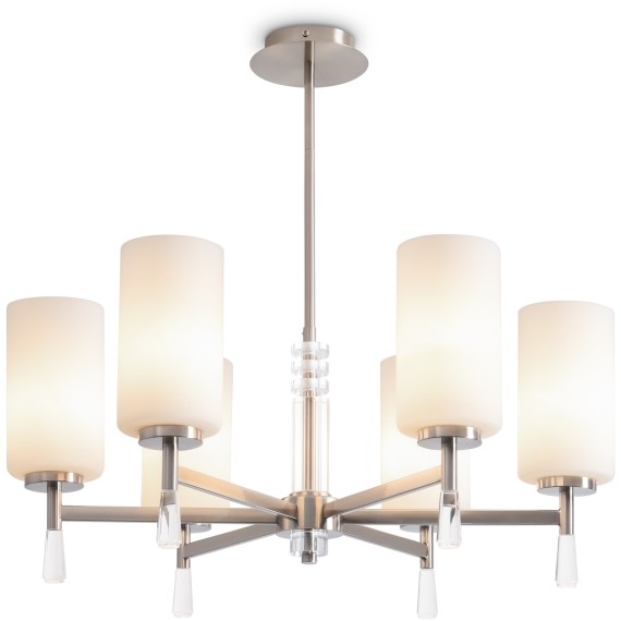 Подвесная люстра с белыми стеклянными плафонами, лампы Е27 6шт Freya Chic FR2031PL-06N