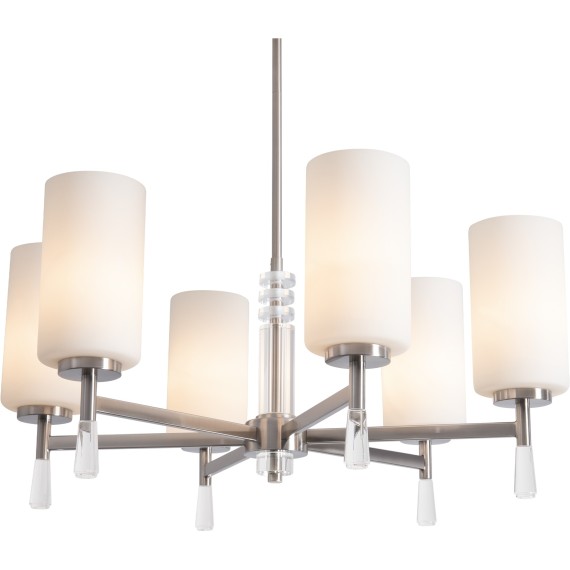 Подвесная люстра с белыми стеклянными плафонами, лампы Е27 6шт Freya Chic FR2031PL-06N