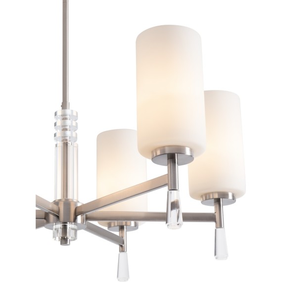 Подвесная люстра с белыми стеклянными плафонами, лампы Е27 6шт Freya Chic FR2031PL-06N