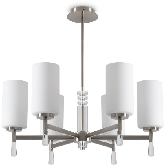 Подвесная люстра с белыми стеклянными плафонами, лампы Е27 6шт Freya Chic FR2031PL-06N