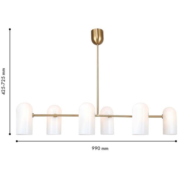 4619-6P, подвесная люстра, L990xW90xH425/725, 6xG9x40W, excluded