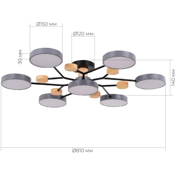 SLE6006-702-07 Светильник потолочный Серый/Серый LED 7*12W 3000K/4500K/6000K FAEMA