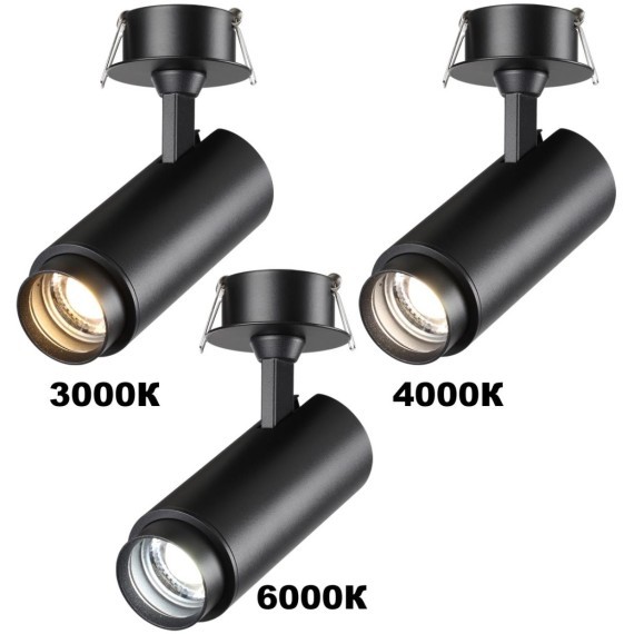 Светильник встраиваемый с перекл. цв. температуры, мощности LED 3000К\4000К\6000К 5W/9W/13W Novotech NAIL 359220