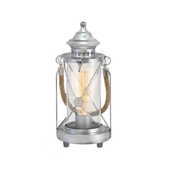 49284 Настольная лампа BRADFORD, 1x60W (E27), ?140, H330, сталь, серебро состаренный/стекло