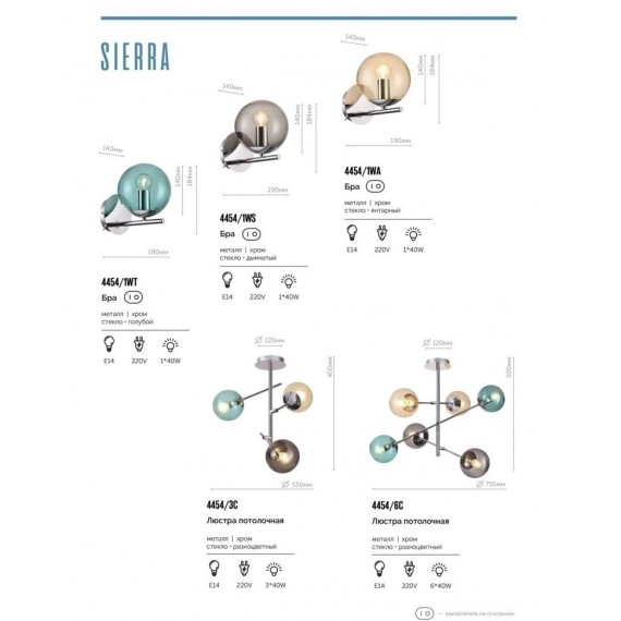 Бра Lumion 4454/1WS SIERRA под лампу 1xE14 1*40W