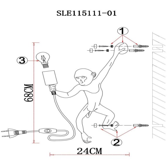 SLE115111-01 Светильник настенный Белый E27 1*60W TENATO