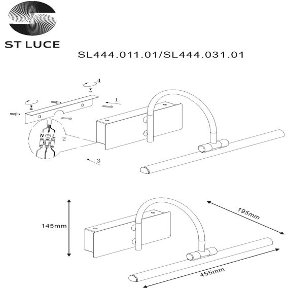 SL444.011.01 Подсветка для картин ST-Luce Хром/Хром LED 1*8W 4000K Настенные светильники