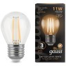105802111 Лампа Gauss Filament Шар 11W 810lm 2700К Е27 LED 1/10/50