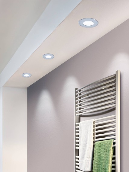 99208 Светодиодный встраиваемый светильник FUEVA 5, 2,7W (LED), ?86, ET26, IP44, 360lm, 4000K, сталь, хро