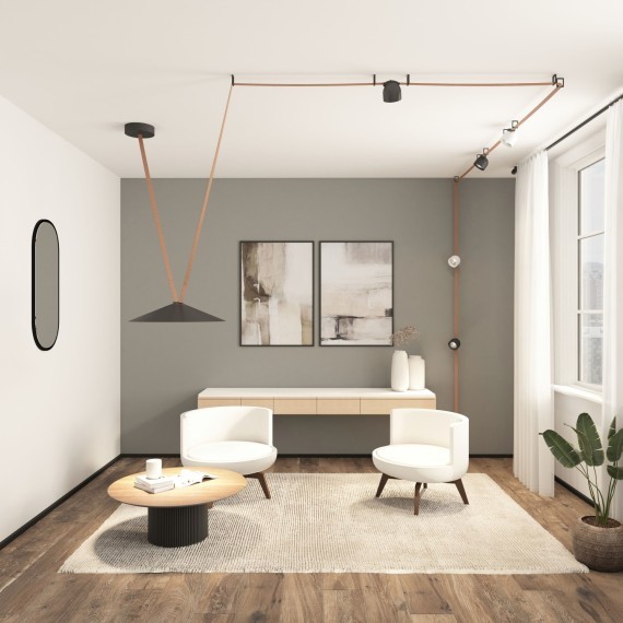 DK5668-BK Светодиодный SMART светильник для трека-ремня серии Denkirs Belty 48V, 24W, RA90, 120°, 2700-6500K