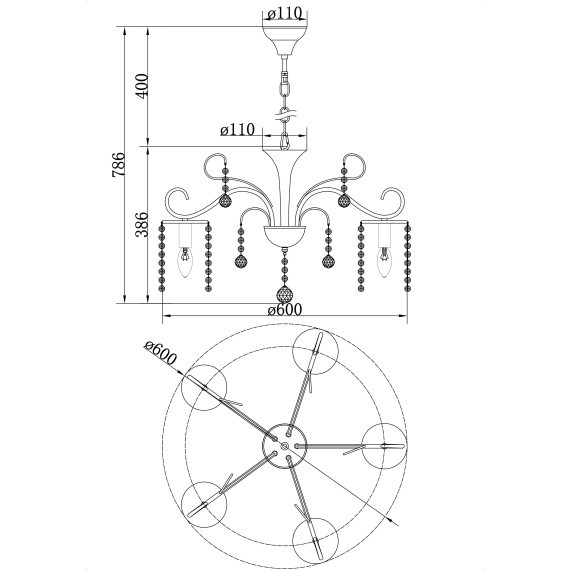 Подвесная люстра с хрусталем Leona FR1127-PL-05-G