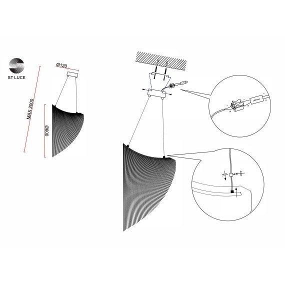 SL6900.503.24 Светильник подвесной ST-Luce Белый/Древесный LED 1*24W 4000K FOSSIL