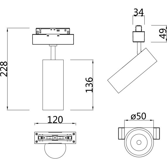 TR019-2-10W4K-B Трековый магнитный светодиодный светильник Maytoni Gravity CRI90+ 4000К 700Лм 24° 9Вт
