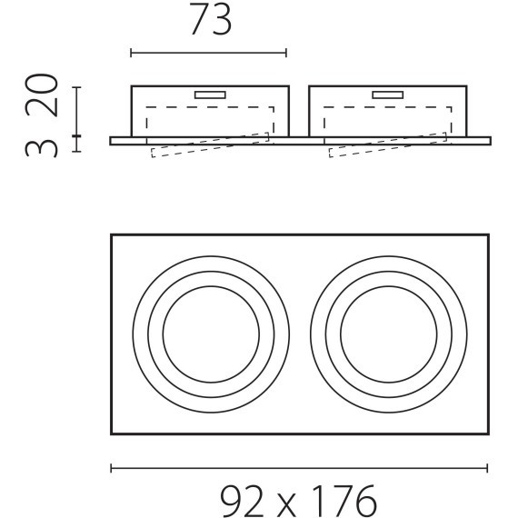 Светильник черный встраиваемый MR16/GU10 2 лампы макс 12Вт Singo Base Lightstar 011626