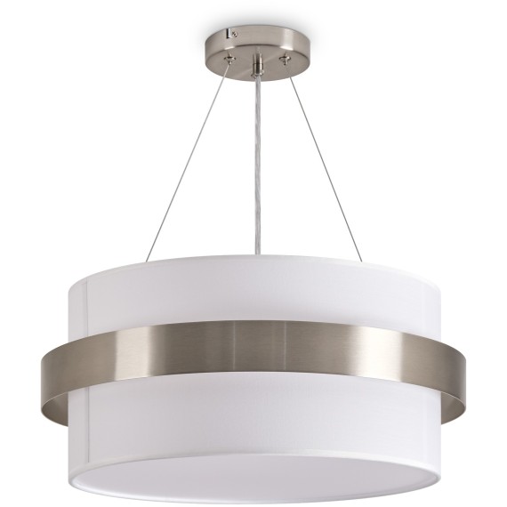 Люстра никель подвесная с тканевым плафоном и лампами тремя E14 Freya Bride FR5367PL-03N