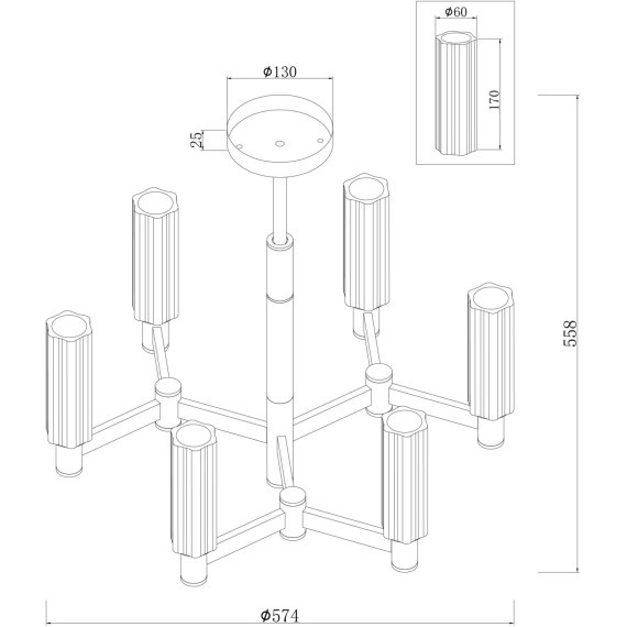 Люстра на штанге Freya FR5167PL-06BS Ambra под лампы 6xE14 40W