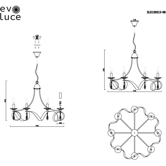 SLE120213-08 Светильник подвесной Французское золото E14 8*40W FILATTA