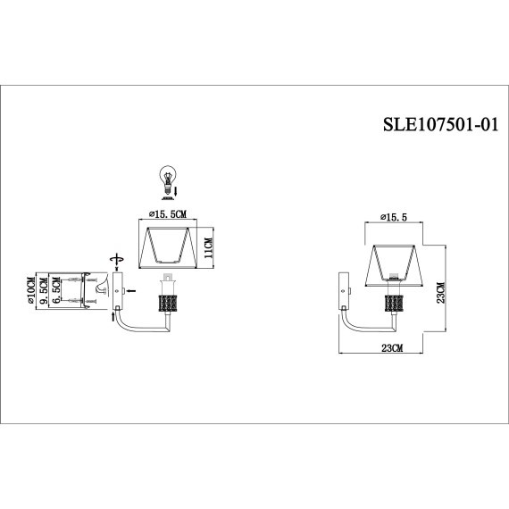 SLE107501-01 Светильник настенный Золотистый/Шампань E14 1*40W MANILA