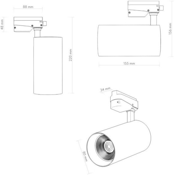 Однофазный двужильный светодиодный трековый светильник Denkirs DK6455-BK SOLID KOPER 3000К 2700Лм CRI90+ 24° 30Вт