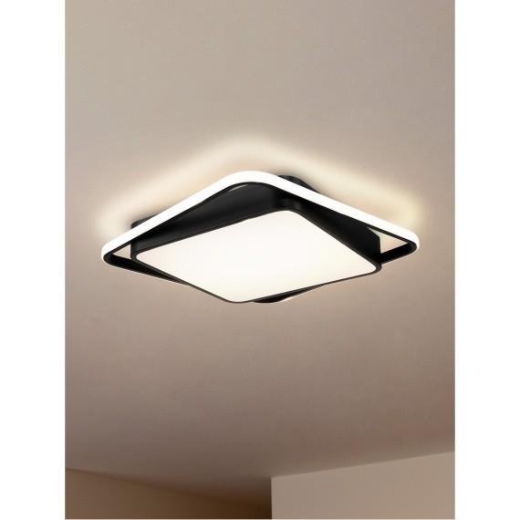 Квадратный черный светодиодный потолочный светильник управляемый пультом ДУ 88Вт 7000лм 3000-6000К Freya Arvin FR10030CL-L88B