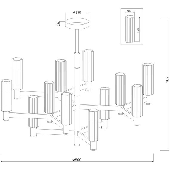 Люстра на штанге Freya FR5167PL-12BS Ambra под лампы 12xE14 40W
