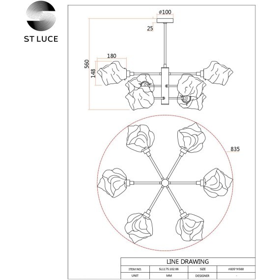 SL1175.102.06 Люстра потолочная ST-Luce Хром/Прозрачный E14 6*40W PORTICI