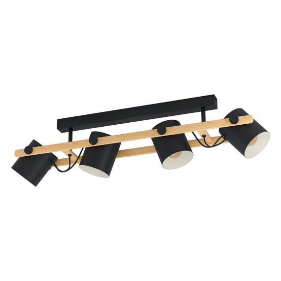 43558 HORNWOOD Потолочный светильник с 4 лампами E27, 104Вт, L1000, W190, H275, металл/дерево, черный/коричневый