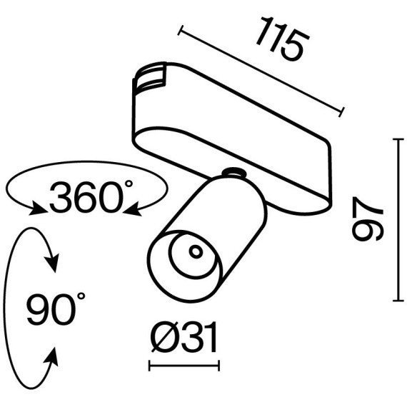 TR103-1-5W4K-M-W Трековый магнитный светодиодный светильник Maytoni Radity 48V CRI90+ 4000К 450Лм 36° 5Вт