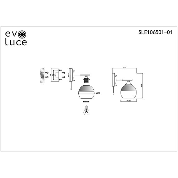 SLE106501-01 Светильник настенный Черный, Хром/Хром, Прозрачный E27 1*60W GOCIA