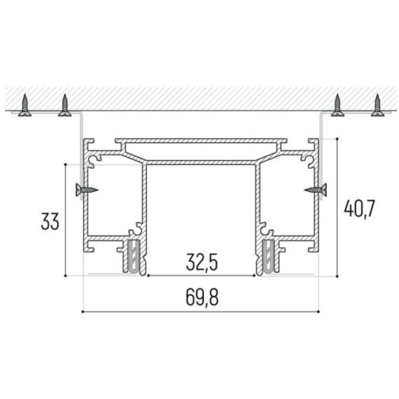 Интрудер (профиль) 2м для встраивания трёхфазного шинопровода в демпферный натяжной потолок SLOTT INTRUDER (KRAAB SYSTEMS) 135189