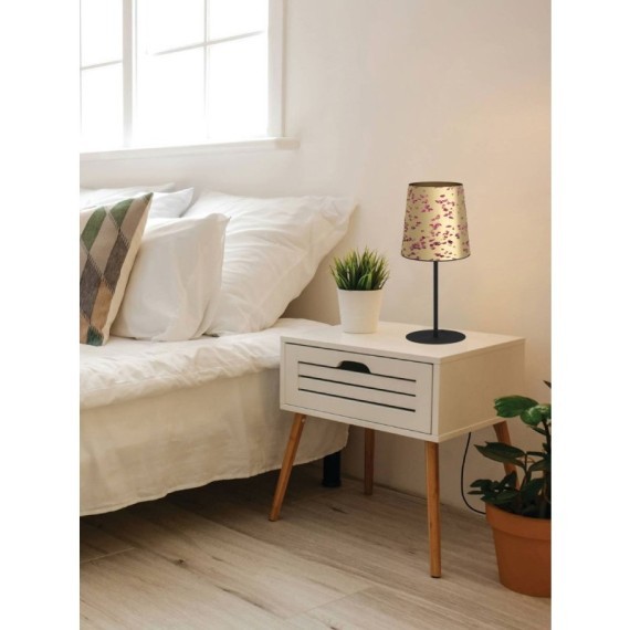 390294 Настольная лампа CASTUERA, 1X25W (E27), H470, сталь, черный / бумага с розовыми лепестками, з