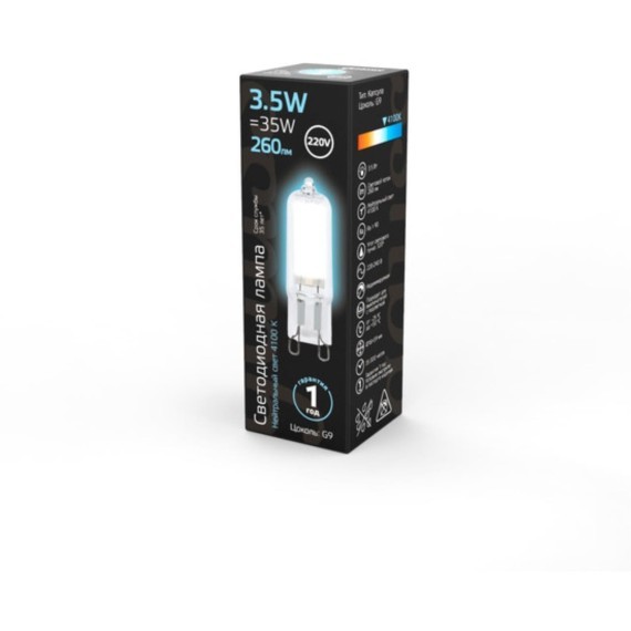107809203 Лампа Gauss G9 AC220-240V 3.5W 260lm 4100K стекло LED 1/10/200