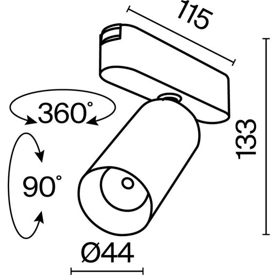 TR103-1-12W3K-M-W Трековый магнитный светодиодный светильник Maytoni Radity 48V CRI90+ 3000К 1000Лм 36° 12Вт
