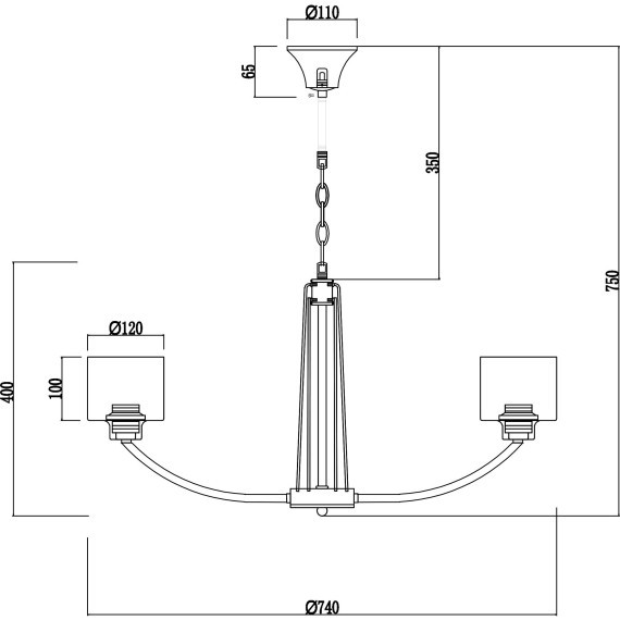 Люстра паук Freya FR5003PL-08B Teodora под лампы 8xE27 60W