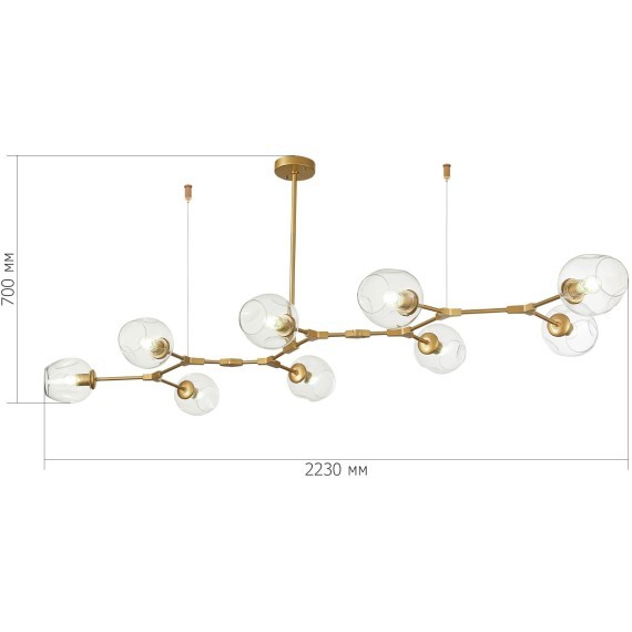 SLE154823-09 Светильник подвесной Золотистый/Прозрачный E27 9*40W RAMETTO