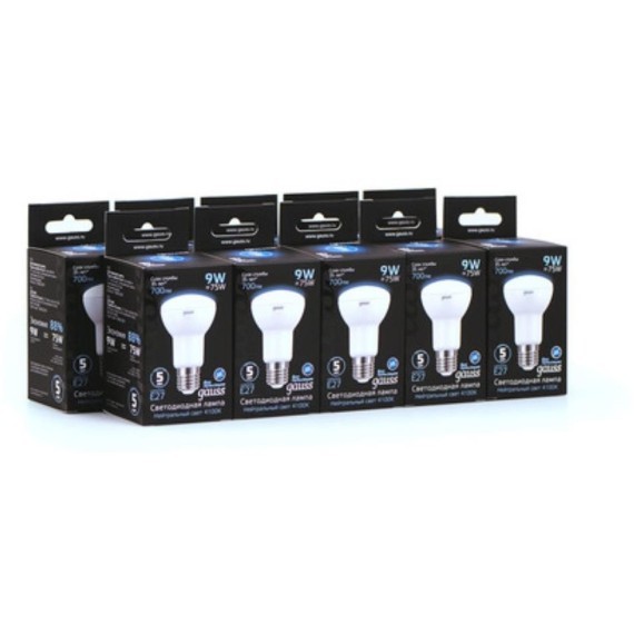 106002209 Лампа Gauss LED R63 E27 9W 700lm 4100K 1/10/50