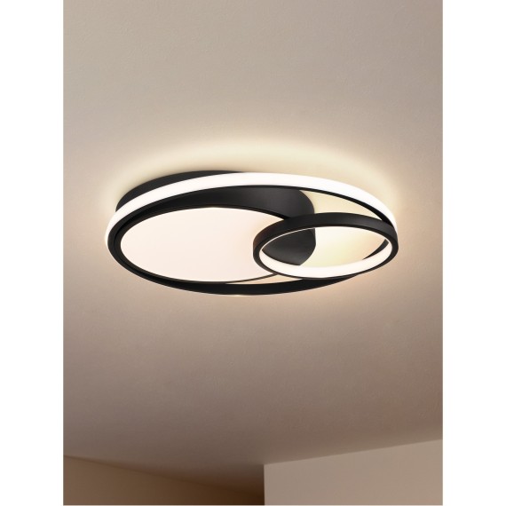 Круглый черный потолочный светодиодный светильник управляемый пультом ДУ (без пам настроек) 80вт 6100Лм 3000-6000К Freya Nation FR10028CL-L80B