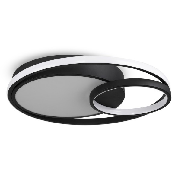 Круглый черный потолочный светодиодный светильник управляемый пультом ДУ (без пам настроек) 80вт 6100Лм 3000-6000К Freya Nation FR10028CL-L80B