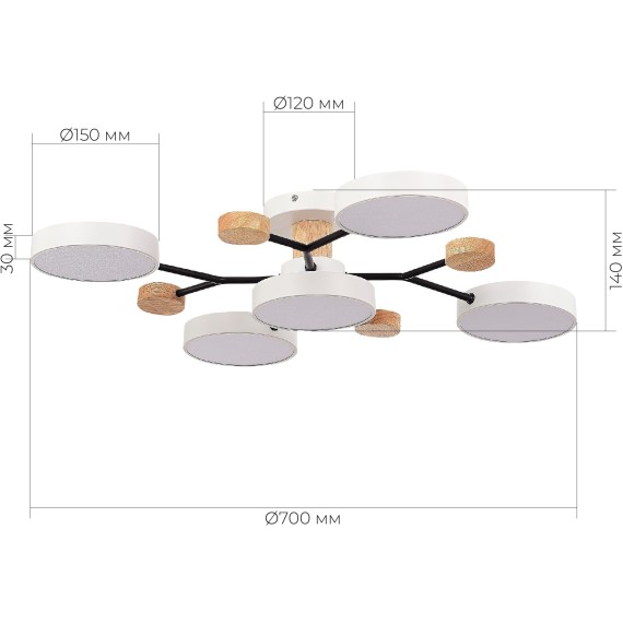 SLE6006-502-05 Светильник потолочный Белый/Белый LED 5*12W 3000K/4500K/6000K FAEMA